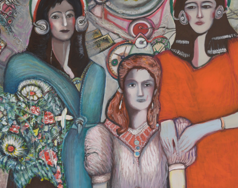 Ghasem Hajizadeh, Anniversaire, 2015, mixed media on paper mounted on canvas, 114 x 185 cm.