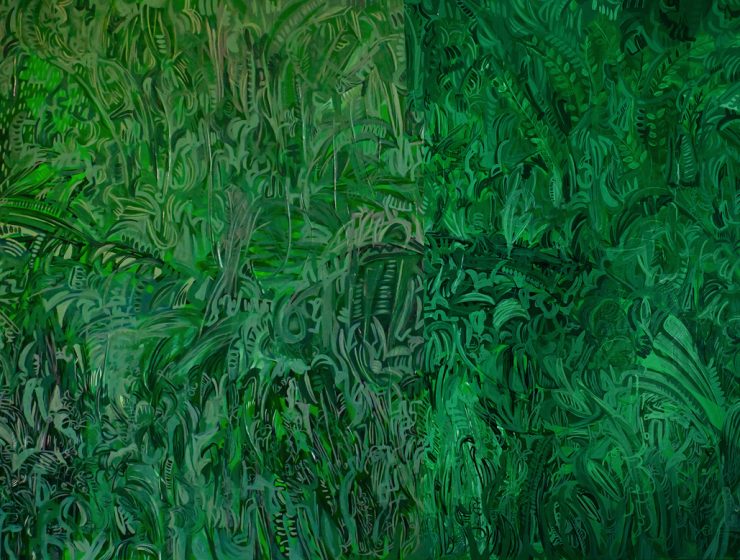 Lilies of Marrakech, The Garden of Bustan, 215 cm width 135 cm height, Oil and Acrylic on Linen Canvas