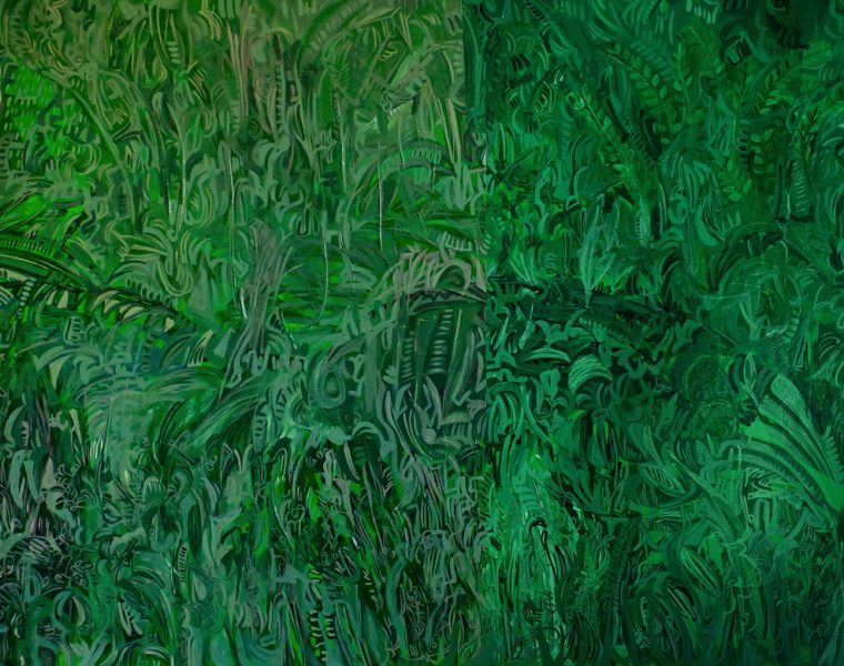 Lilies of Marrakech, The Garden of Bustan, 215 cm width 135 cm height, Oil and Acrylic on Linen Canvas