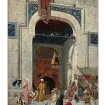 Osman Hamdi Bey (Turkish, 1842-1910) Cami Kapisinda (At the Mosque Door) oil on canvas 208 x 109cm £2,000,000-3,000,000