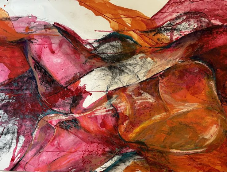 Sirine Germani, Poppy, 2024, Huile et fusain sur papier, 100x150cm 2