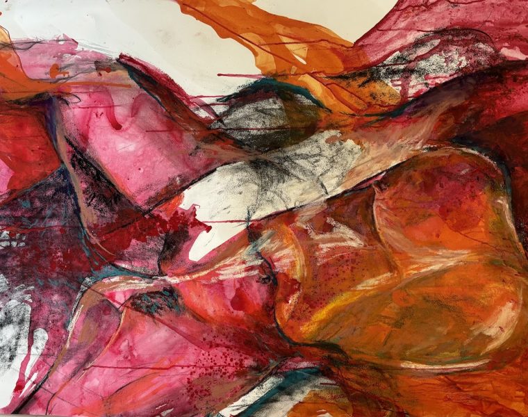 Sirine Germani, Poppy, 2024, Huile et fusain sur papier, 100x150cm 2