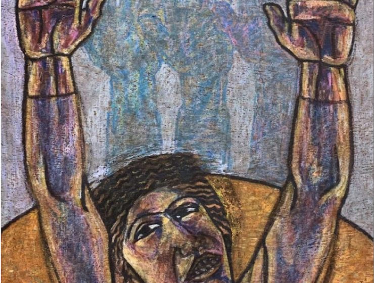 Untitled, 1986 Oil pastel on Wood 93 x 70 cm, Courtesy of Barjeel Art Foundation