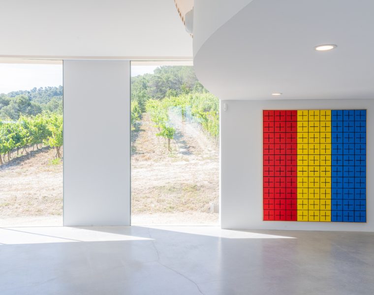 Installation view, Ding Yi: Prediction and Retrospection, Château La Coste, France, 2024. Photo: Fréderic Deladerriere