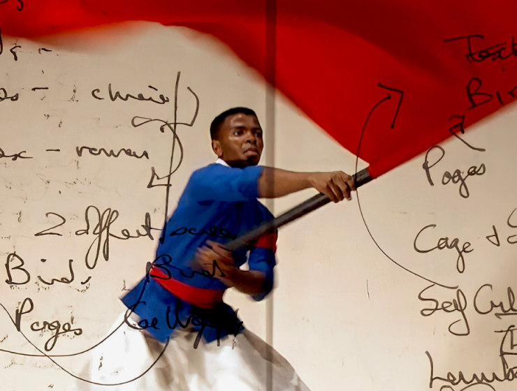 William Kentridge, Video still from Notes Towards a Model Opera, 2015.Three channel HD film; 11 minutes 14 seconds. Courtesy the artist © William Kentridge