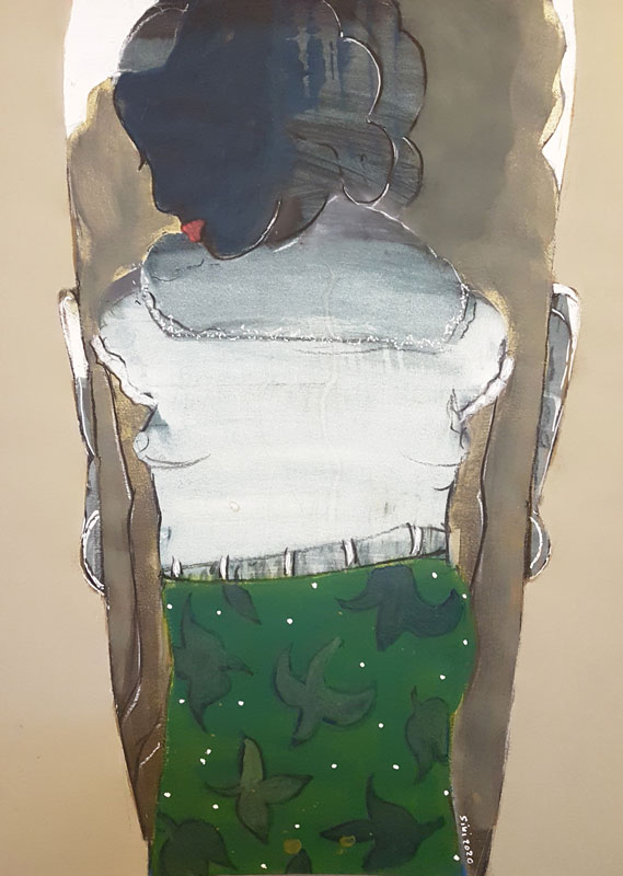 Adel El Siwi, Alter ego 2, 2020. Mixed media on paper, 50 x 70 cm. Courtesy of Mashrabia Gallery of Contemporary Art