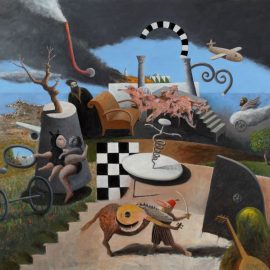 Halim Karabibene, Siesta in Gammarth, Berlin Bizerte, 2014. Oil on canvas, 150 x 200 cm. Courtesy of Elmarsa Gallery