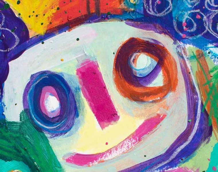 Manuella Guiragossian, Sunshine and Rainbows, 2022. Mixed media on Paper, 30 x 30 cm.