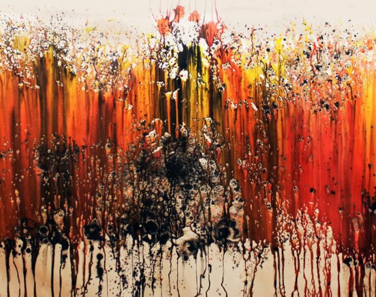 Stevens Vaughn, Como tinte que fluye, 2015. Canson paper and mixture of organic Chinese and German inks, Acrylics, 140 × 180 cm