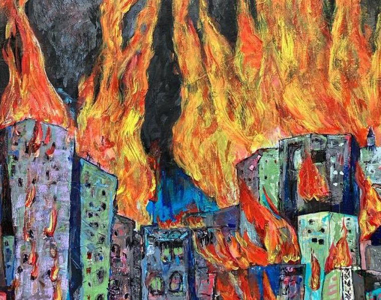 By Gorillakill and BEIRUT bomber, “One who flew over that nest”. Mix media on wall, Miami 2021