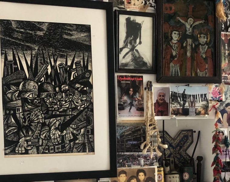 Wall Installation composed of family pictures and memorabilia created onthe Baalbaki’s wall during confinement