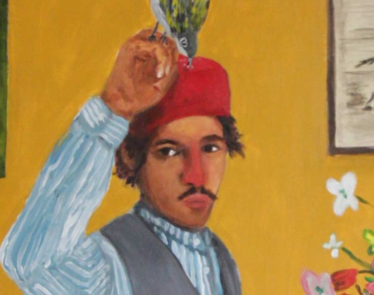 Anuar Khalifi Honey Guide, 2022. Acrylic on canvas, 183 x 124 cm. Courtesy of the artist and Third Line Gallery, Dubai
