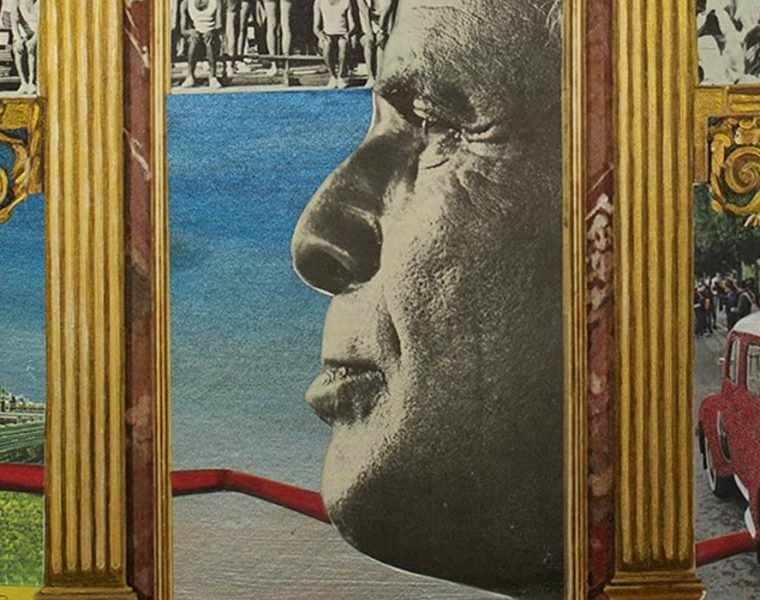 Aicha Filali, Shelltox. Collage heightened with acrylic, 85 x 56 cm. Courtesy of the artist and Elmarsa Gallery
