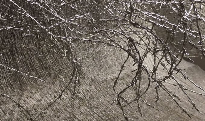 Abdul Rahman Katanani, The Wave, 2019. Barbed wire