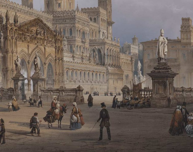 Carlo Bossoli (Lugano 1815 – Turin 1884), The cathedral of Palermo, 1845. Tempera on paper, 59 × 89 cm