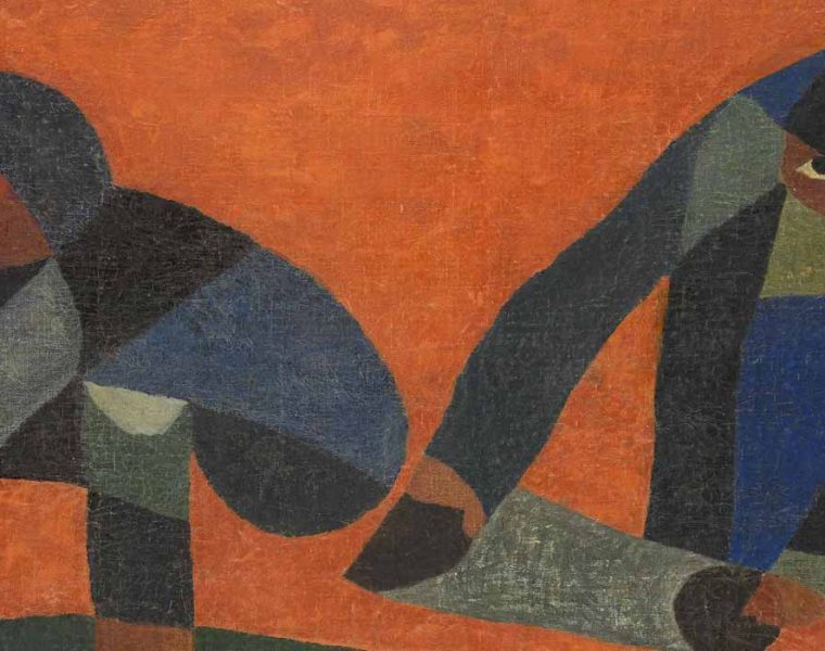 Hamed Abdalla, Les Porteuses d’Eau, 1956. Gouache on Japanese paper on canvas, 126 × 253 cm. Courtesy of Mark Hachem Gallery