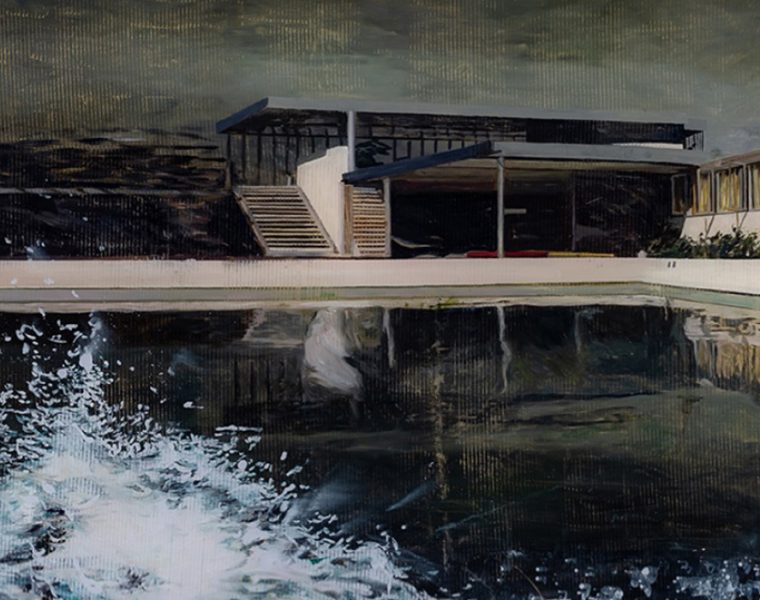 Gil Heitor Cortesão, The Crossing #6, 2019. Oil on plexiglas, 72 × 177 cm