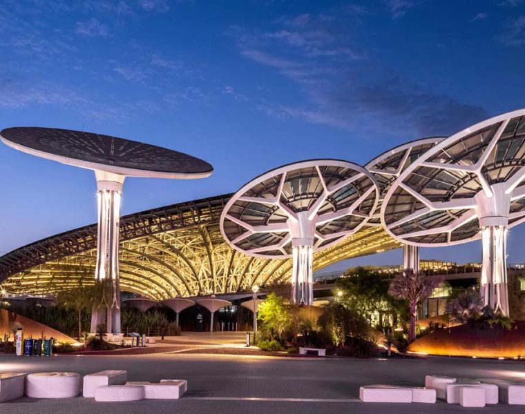 A Night View of Terra - The Sustainability Pavilion, Expo 2020 Dubai. (Photo by Suneesh Sudhakaran/Expo 2020 Dubai)