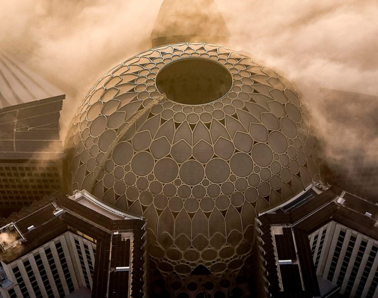 Al Wasl Dome with fog, Expo 2020 Dubai. (Photo by Dany Eid/Expo 2020 Dubai)