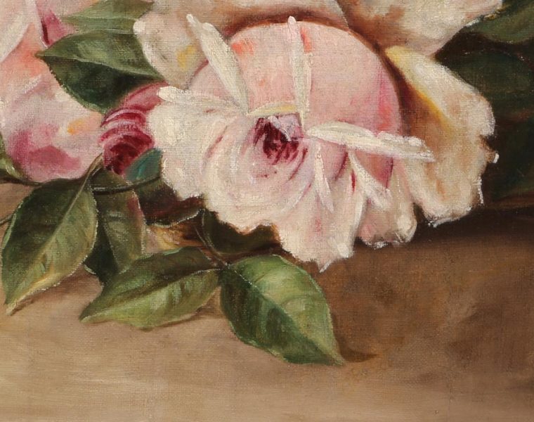 Nicola Saig, Untitled, (still life, roses and pear), c. 1920. Oil on canvas, 31.5 x 46cm.