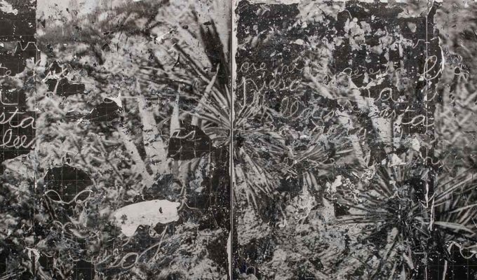 Nicolás Franco, MHN 1819, 2017. Pigment ink, modified acrylic resins and acrylic paint on linen, 260 x 390 cm. Galeria Isabel Aninat