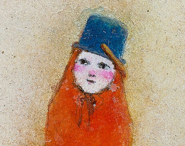 Rina Yokouchi, Girl with a bucket, 2020, Oil on canvas, 27.3 x 22.0 cm