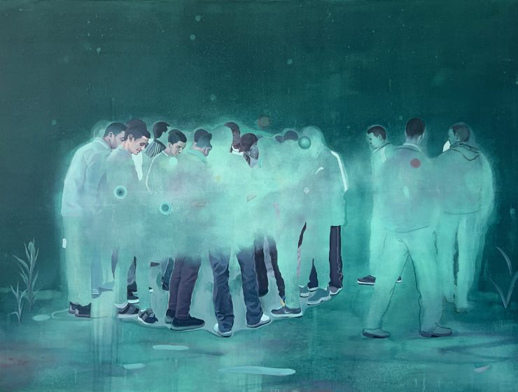 Nabil El Makhloufi, Milky Way I, 2024, Acrylic on canvas, 160 x 120 cm. Courtesy of Nil Gallery.