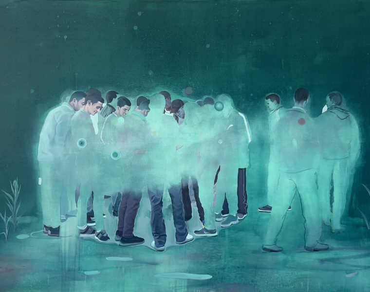 Nabil El Makhloufi, Milky Way I, 2024, Acrylic on canvas, 160 x 120 cm. Courtesy of Nil Gallery.